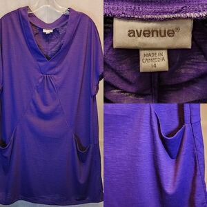 Avenue Short Sleeve Top w/front pockets - Lite Weight - Size 14